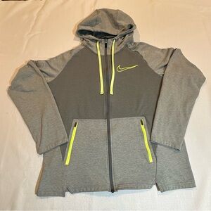 Nike Therma-Fit Hoodie | Size L | Gray/Yellow Zip